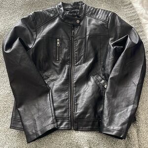 Black feaux leather biker jacket size xl